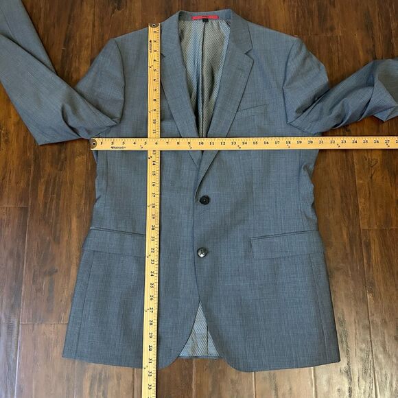 HUGO (HUGO BOSS Red Label) Virgin Wool Two-Button Blazer Sport Coat Grey - Picture 13 of 15